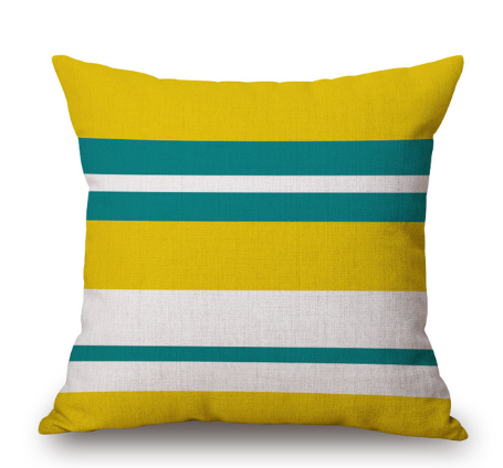 Nordic Yellow Green Geometric Print Cushion Cover - Adore India