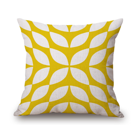 Nordic Yellow Green Geometric Print Cushion Cover - Adore India
