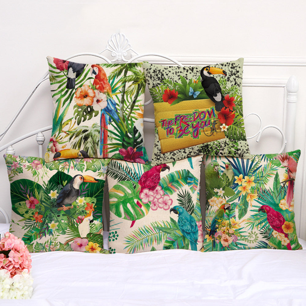 Colourful Tropical Plant Cushion Cover - Adore India