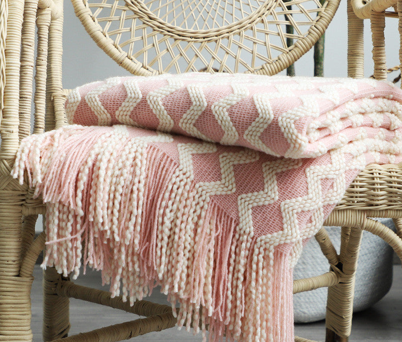 Bohemian Nordic Knitted Decorative Sofa Bed Throw Bedspread - Adore India