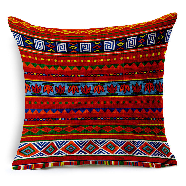 Ethnic Stripe Bohemian Linen Cotton Cushion Cover - Adore India