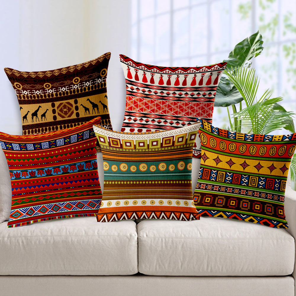 Ethnic Stripe Bohemian Linen Cotton Cushion Cover - Adore India
