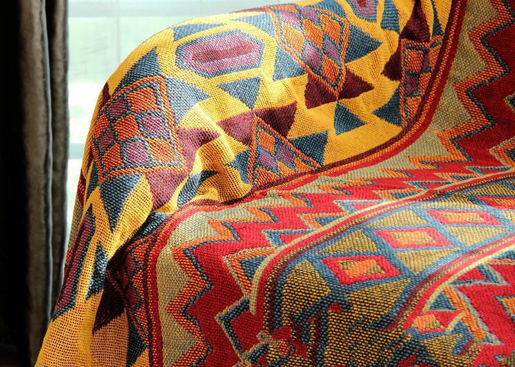 Bohemian Kilim Multicolour Geometric Throw Bedspread - Adore India