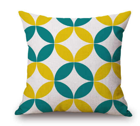 Nordic Yellow Green Geometric Print Cushion Cover - Adore India