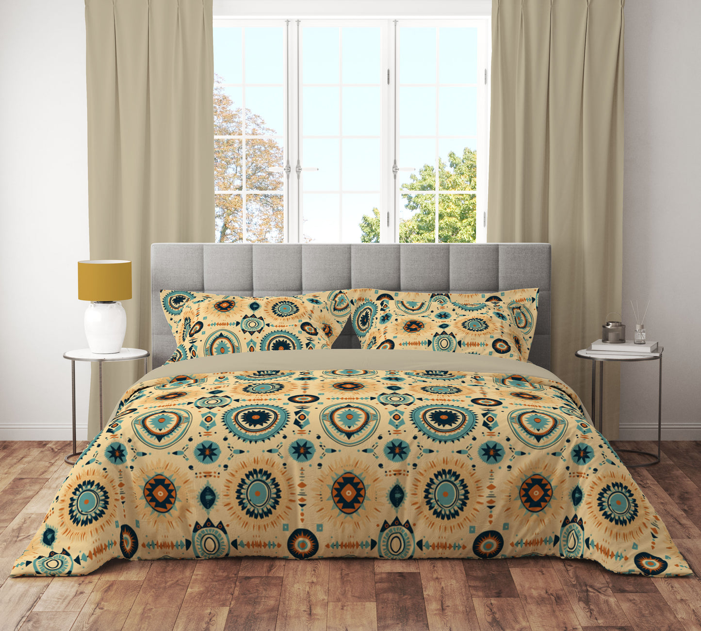 Aztec Mandala Floral Reversible Quilt Cover Set - Adore India