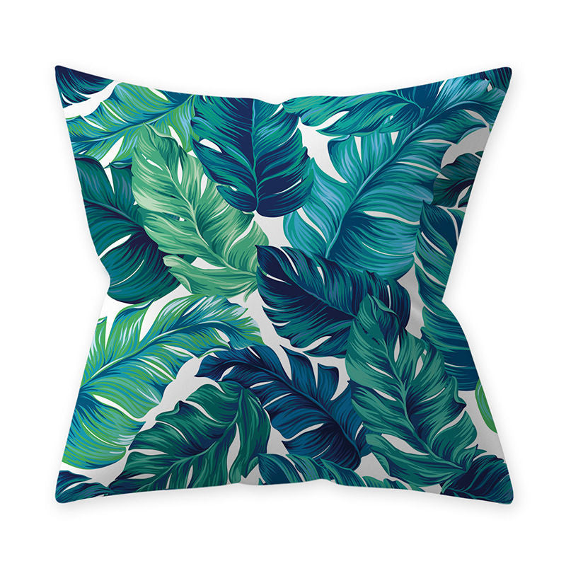 Green Geometrical Water Colour Abstract Living Room Cushion Cover - Adore India