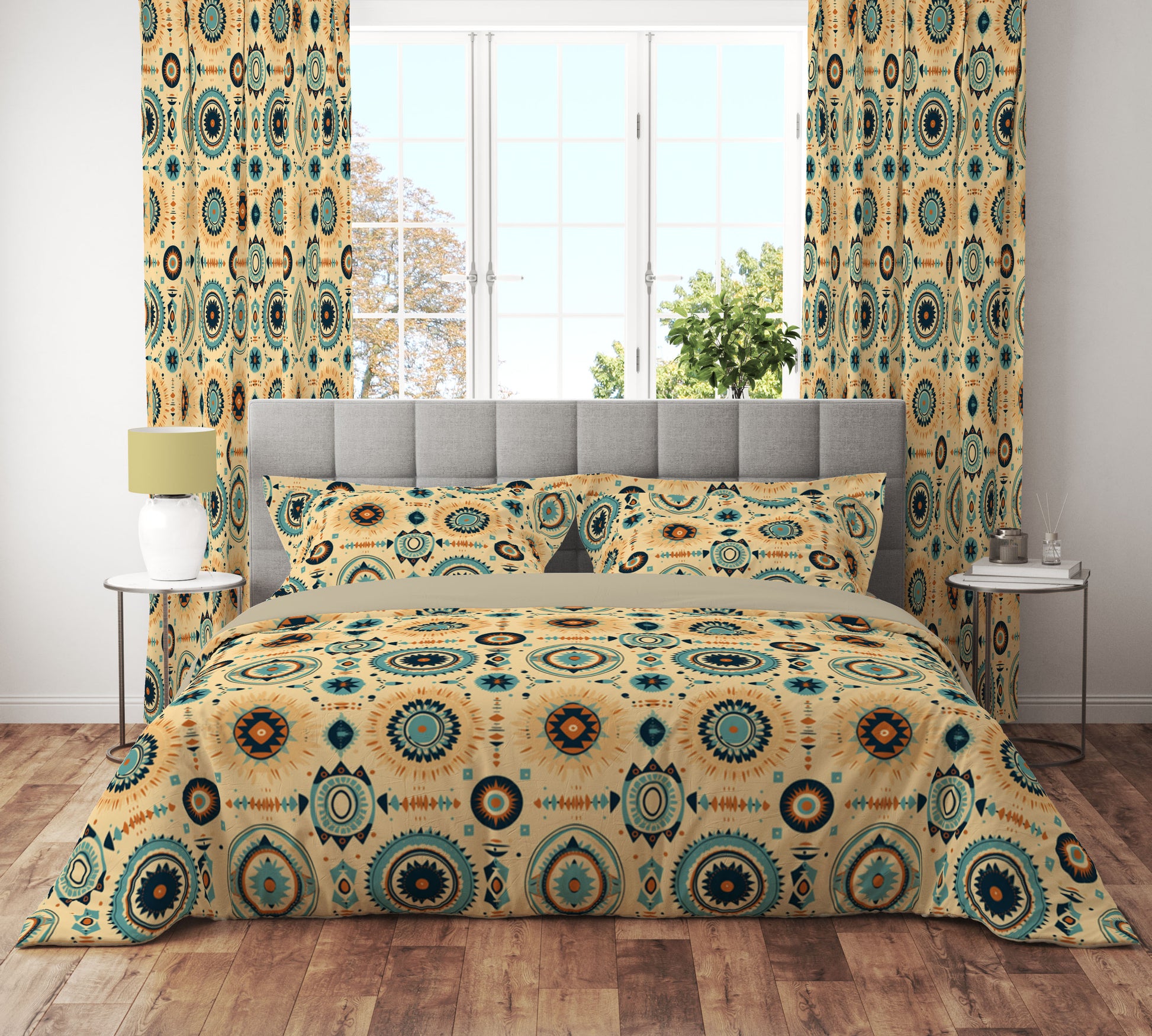 Aztec Mandala Floral Reversible Quilt Cover Set - Adore India