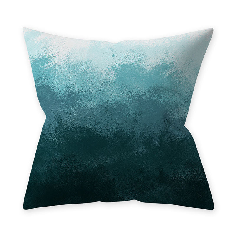 Green Geometrical Water Colour Abstract Living Room Cushion Cover - Adore India
