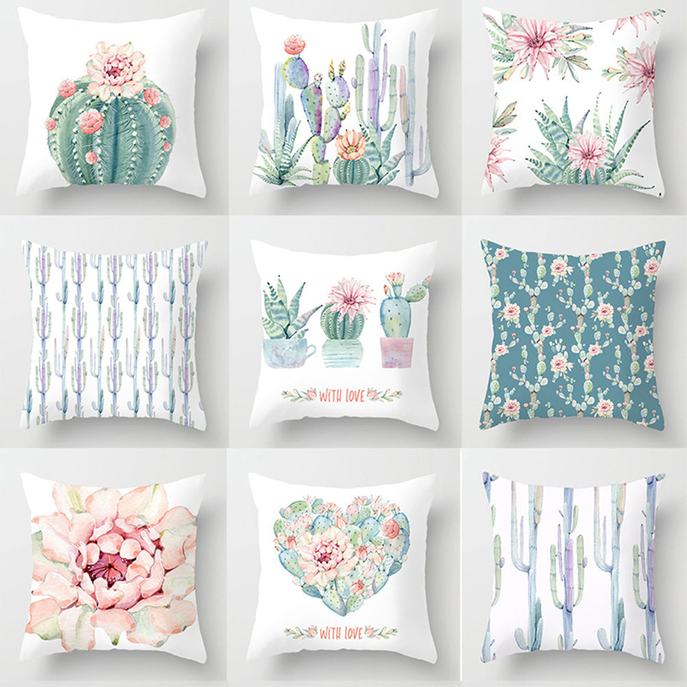 Watercolour Modern Flowers Green Cushion Cover - Adore India