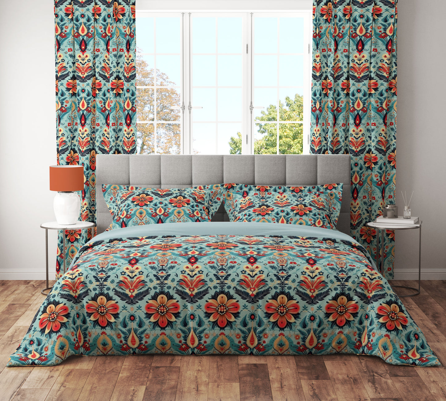 Vintage Red Daisy Floral Reversible Quilt Cover Set - Adore India