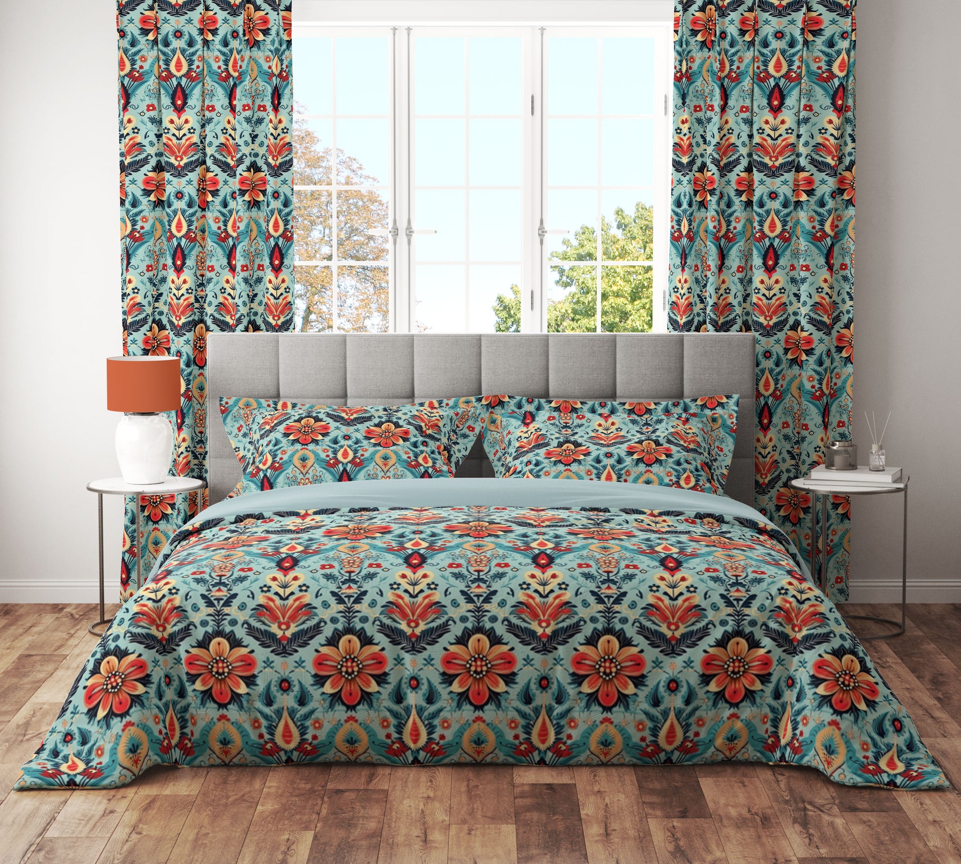 Vintage Red Daisy Floral Reversible Quilt Cover Set - Adore India