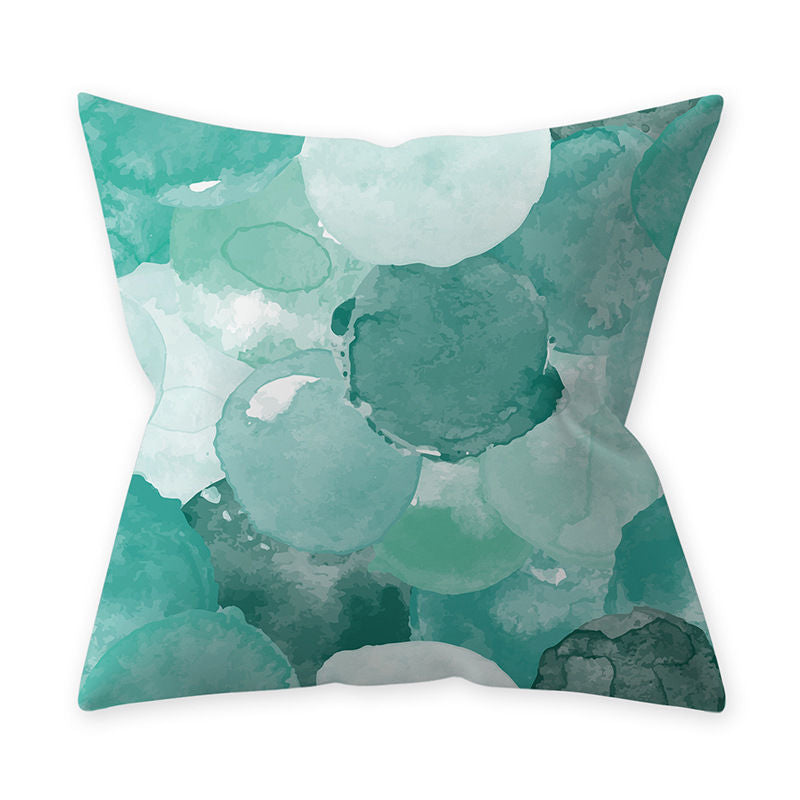 Green Geometrical Water Colour Abstract Living Room Cushion Cover - Adore India