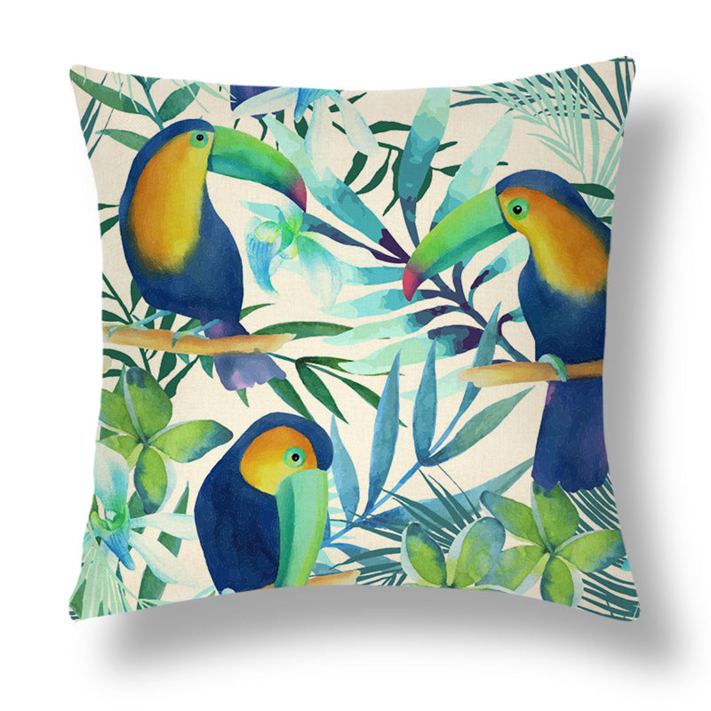 Tropical Colourful Linen Throw Pillow Case Cushion Cover - Adore India