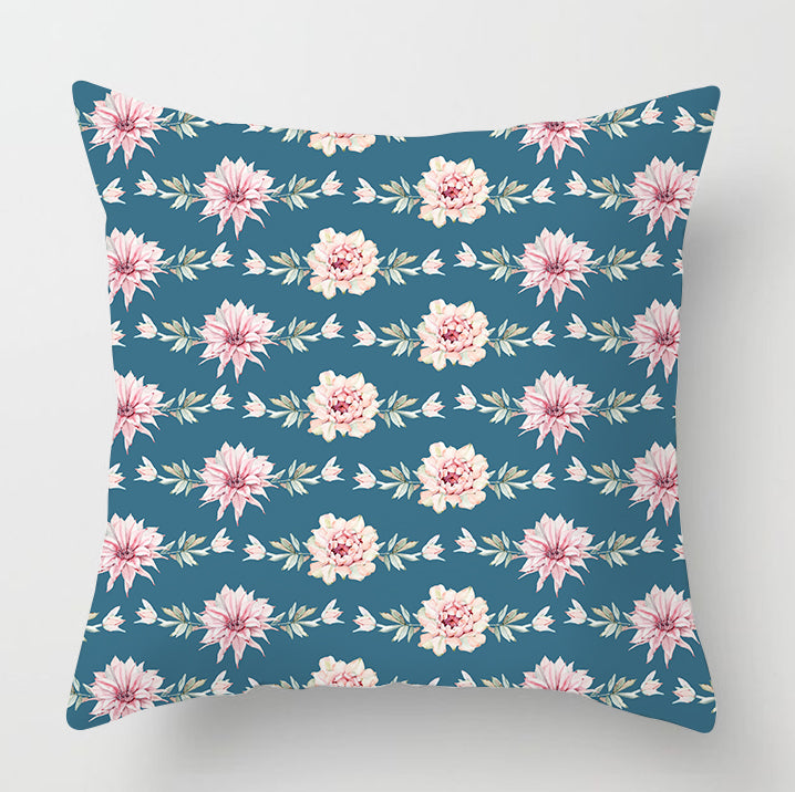 Watercolour Modern Flowers Green Cushion Cover - Adore India
