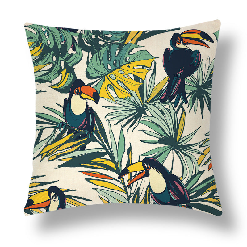 Tropical Colourful Linen Throw Pillow Case Cushion Cover - Adore India