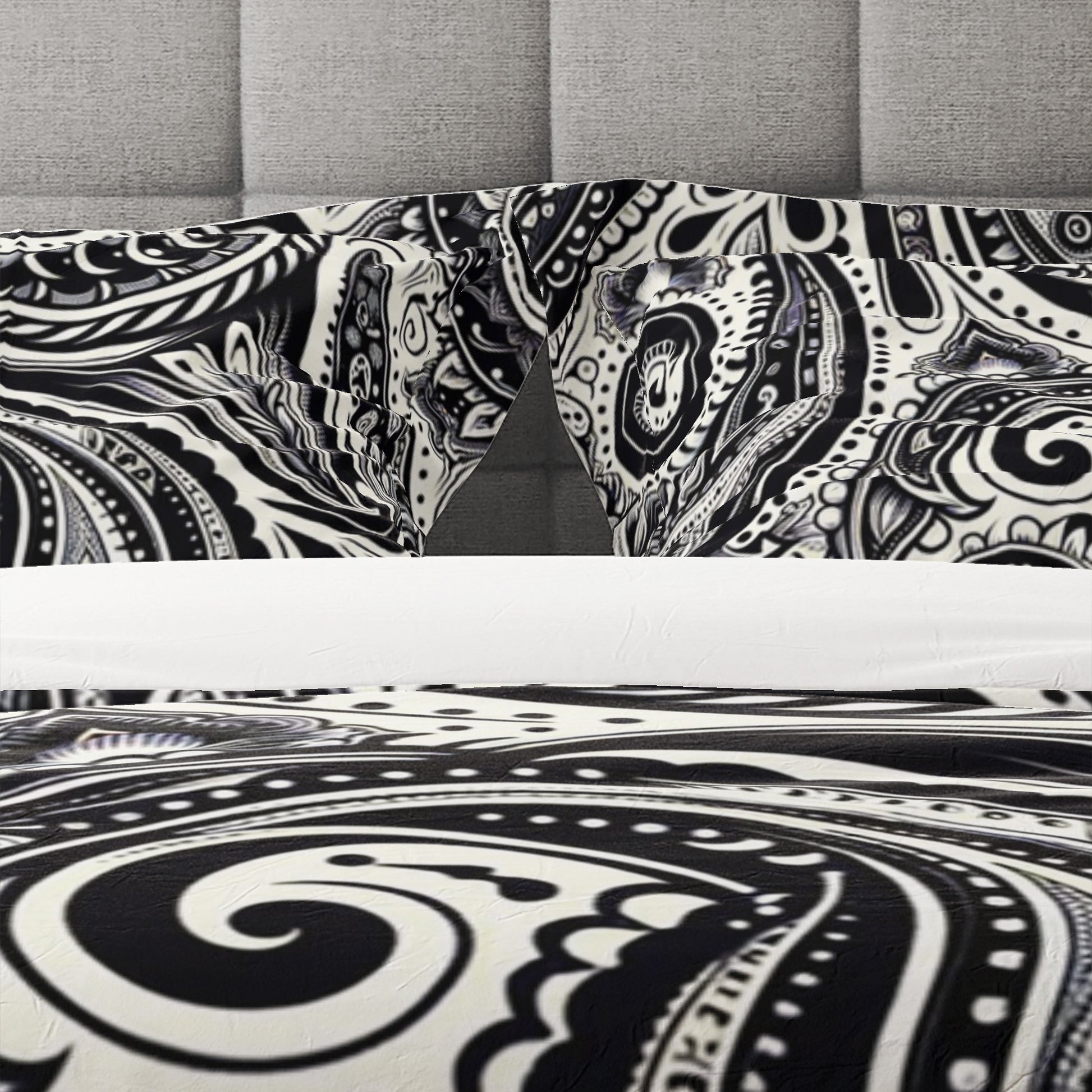 Black and White Mandala Reversible Quilt Cover Duvet Cover Set - Adore India