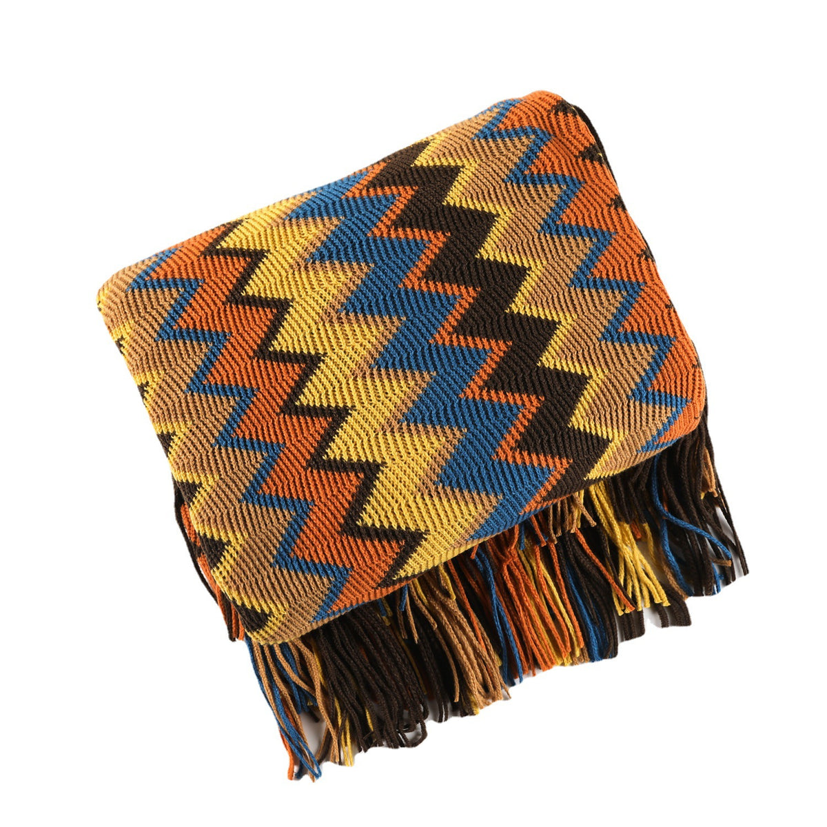 Bohemian Geometrical Zigzag Knitted Blanket Throw - Adore India