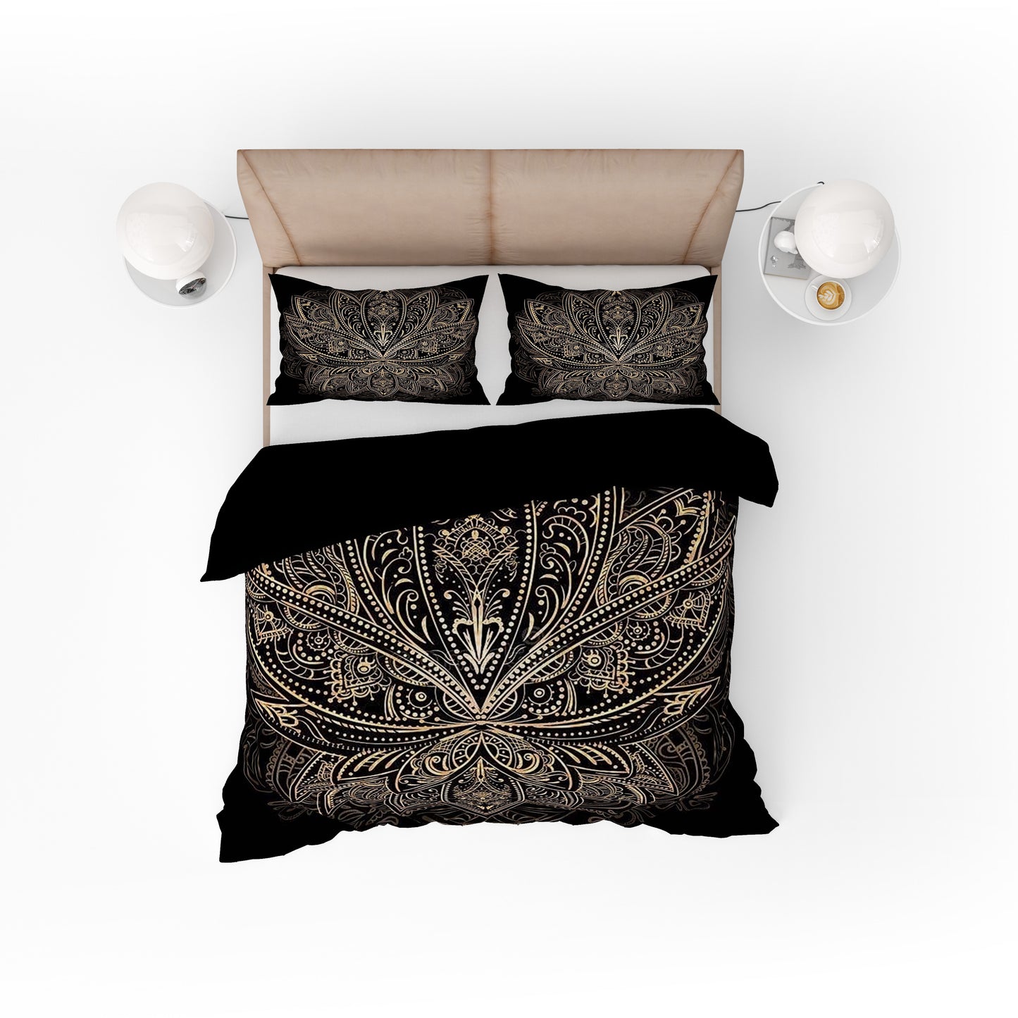 Indian Bohemian Lotus Mandala Quilt Cover Set - Adore India