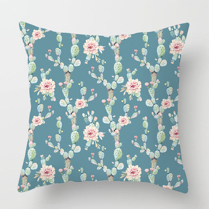 Watercolour Modern Flowers Green Cushion Cover - Adore India
