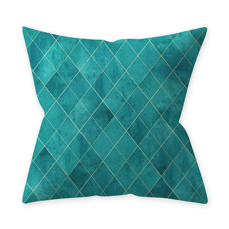 Green Geometrical Water Colour Abstract Living Room Cushion Cover - Adore India