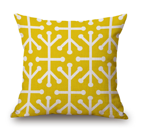 Nordic Yellow Green Geometric Print Cushion Cover - Adore India