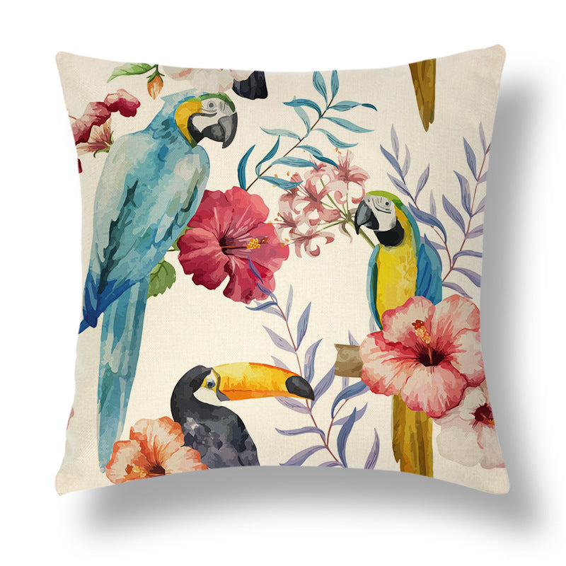 Tropical Colourful Linen Throw Pillow Case Cushion Cover - Adore India