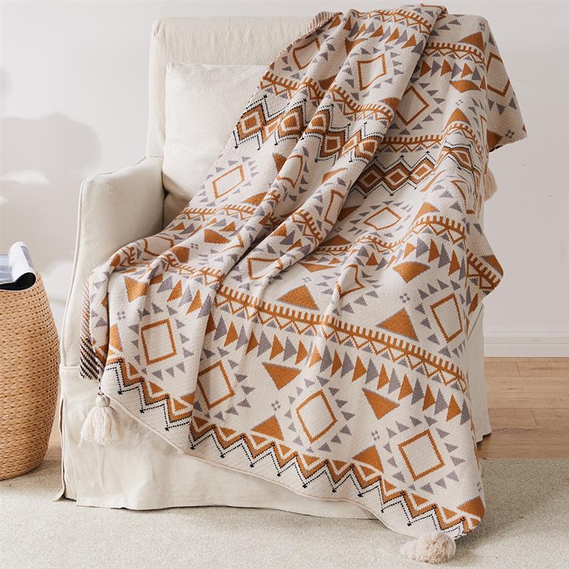 New Jacquard Bohemian Knitted Shawl Blanket - Adore India