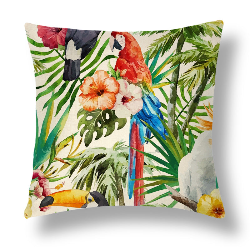 Tropical Colourful Linen Throw Pillow Case Cushion Cover - Adore India