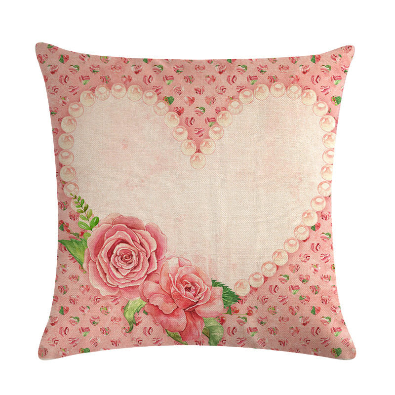 Pink Retro Floral Cushion Cover Cotton Linen Pillowcase - Adore India