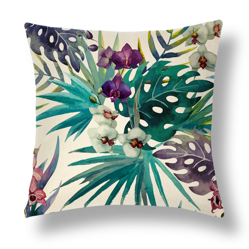Tropical Colourful Linen Throw Pillow Case Cushion Cover - Adore India