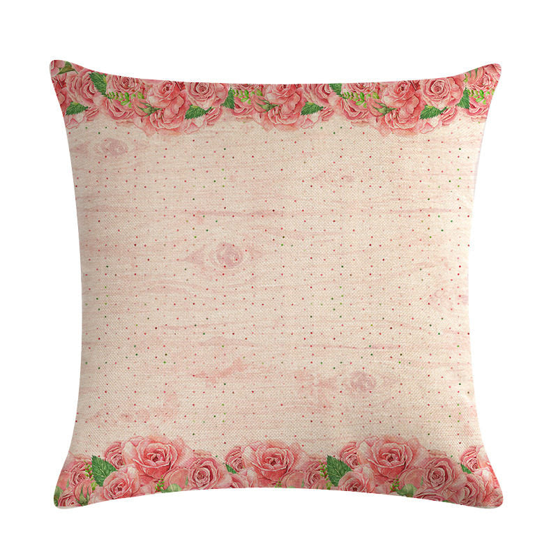 Pink Retro Floral Cushion Cover Cotton Linen Pillowcase - Adore India