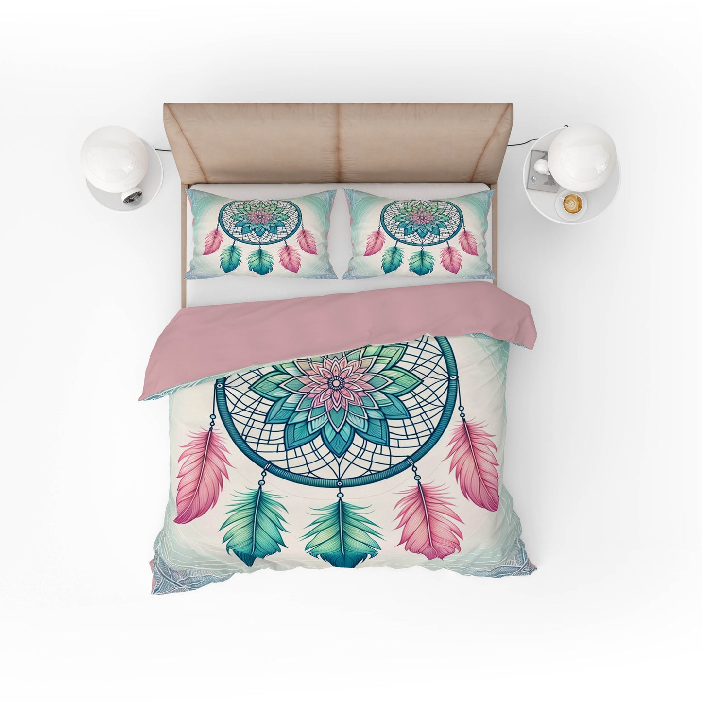 Indian Bohemian Dream Catcher Mandala Quilt Cover Set Turquoise - Adore India
