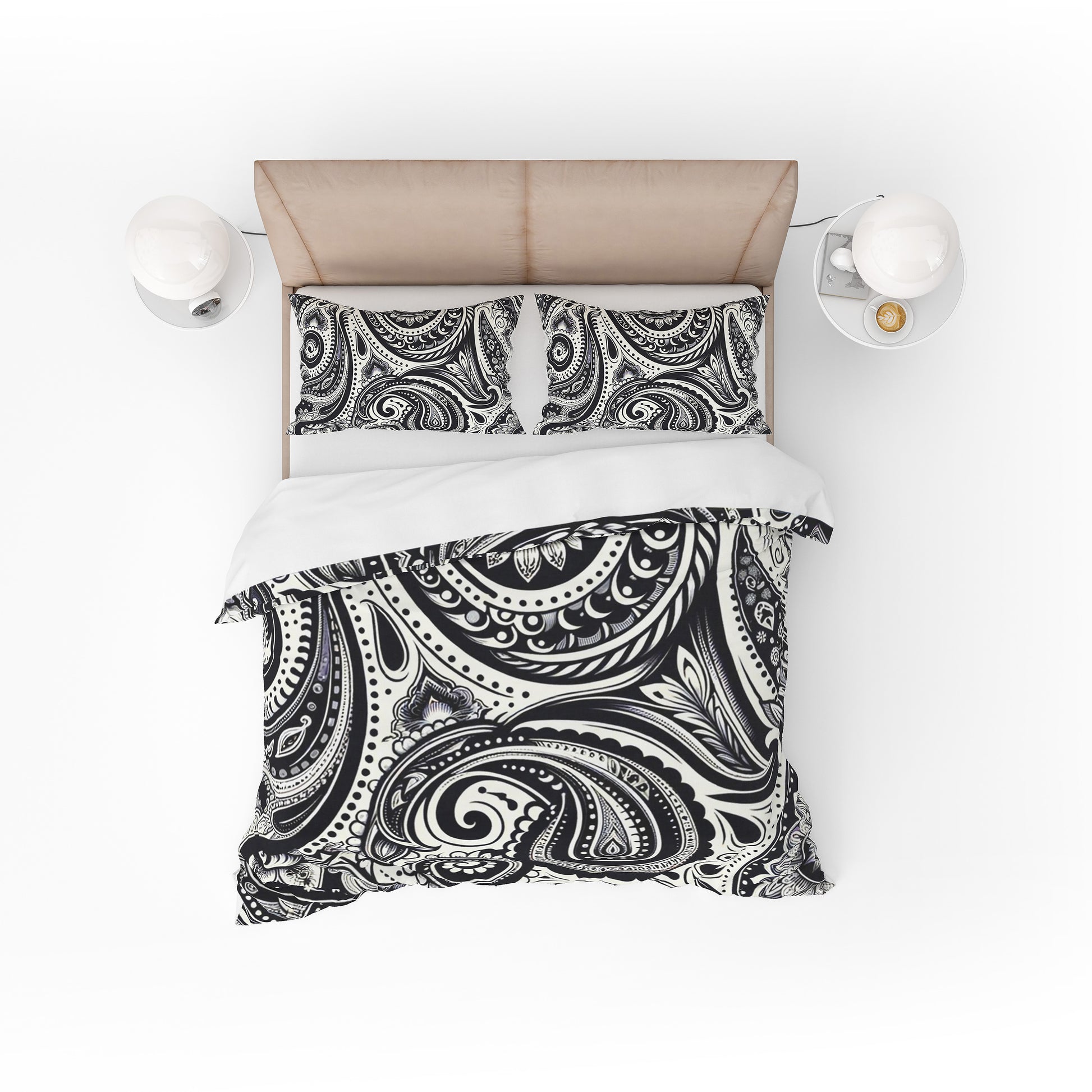 Black and White Mandala Reversible Quilt Cover Duvet Cover Set - Adore India