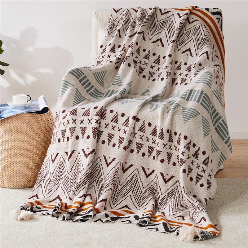 New Jacquard Bohemian Knitted Shawl Blanket - Adore India