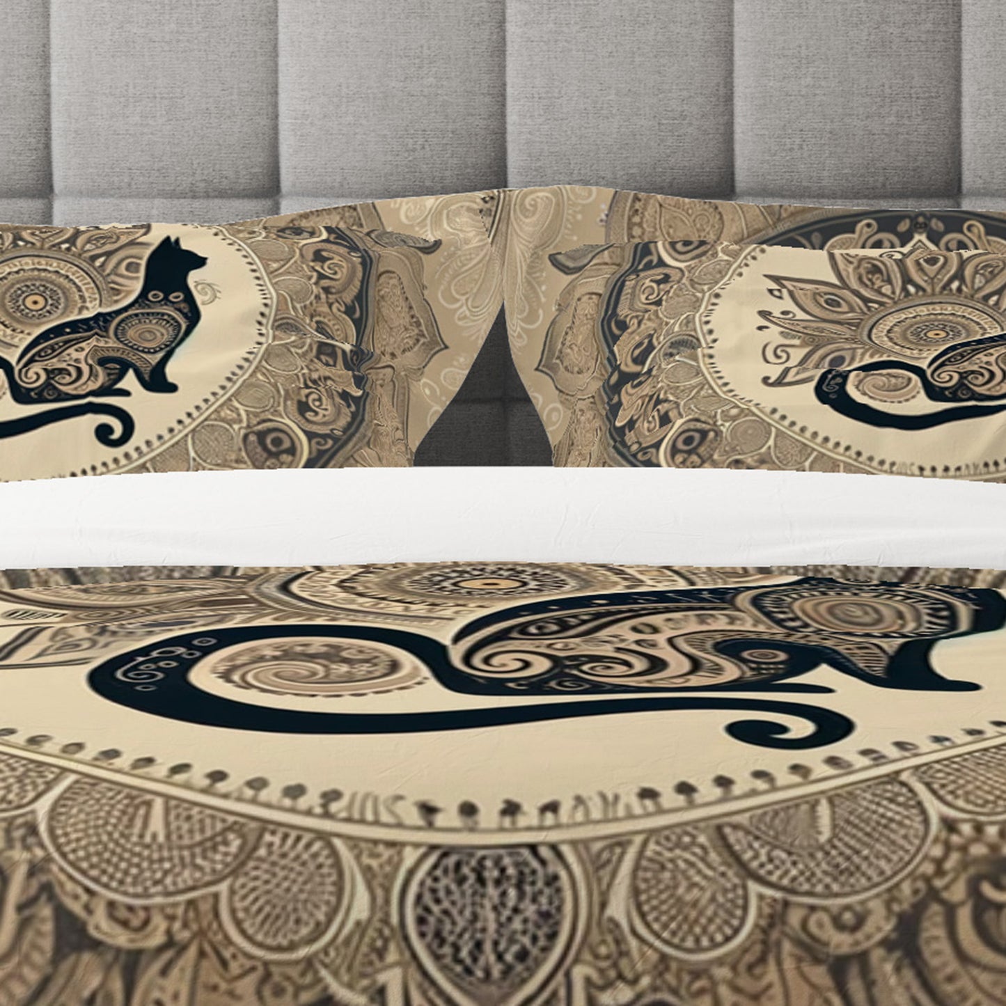 Mocha Bloom Spirit Indian Mandala Reversible Quilt Cover Duvet Cover Set - Adore India