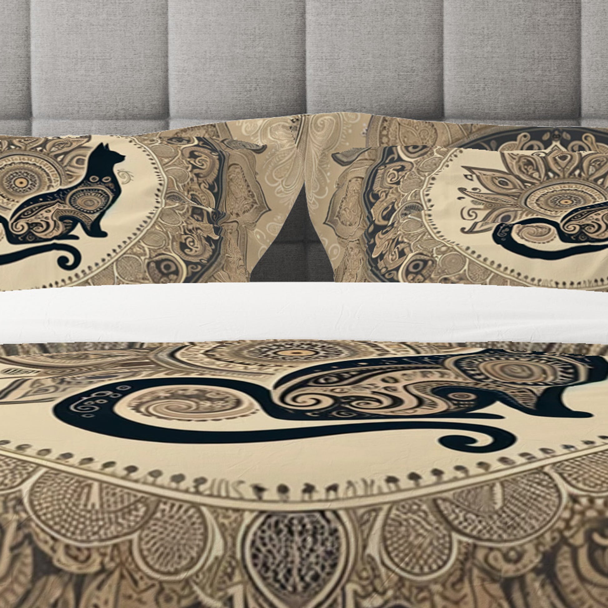 Mocha Bloom Spirit Indian Mandala Reversible Quilt Cover Duvet Cover Set - Adore India