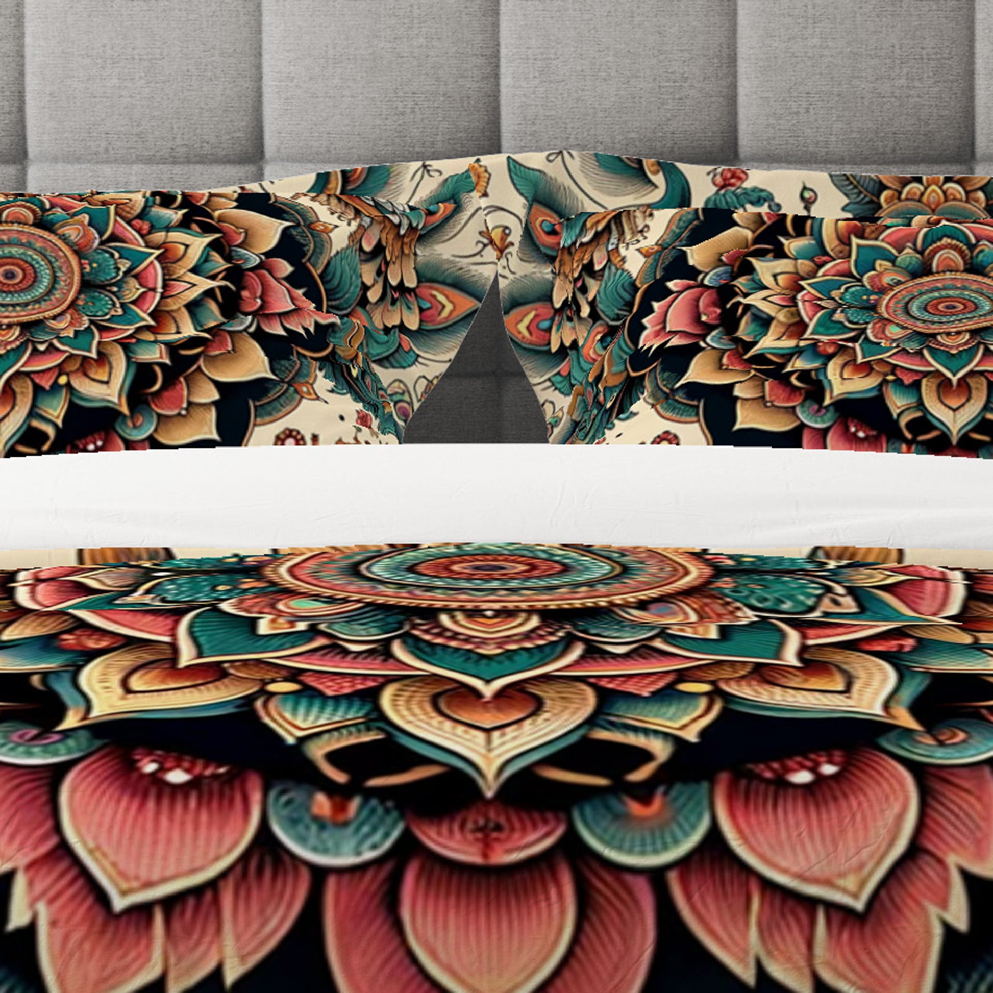 RedGreen Indian Mandala Reversible Quilt Cover Duvet Cover Set - Adore India
