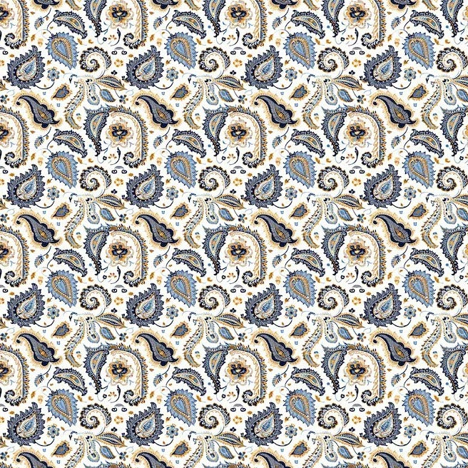 Vintage Beige Blue Floral Paisley Cotton Reversible Quilt Cover Set - Adore India