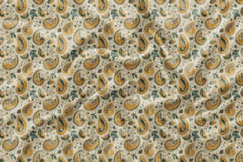 Vintage Yellow Green Floral Paisley Cotton Reversible Quilt Cover Set - Adore India