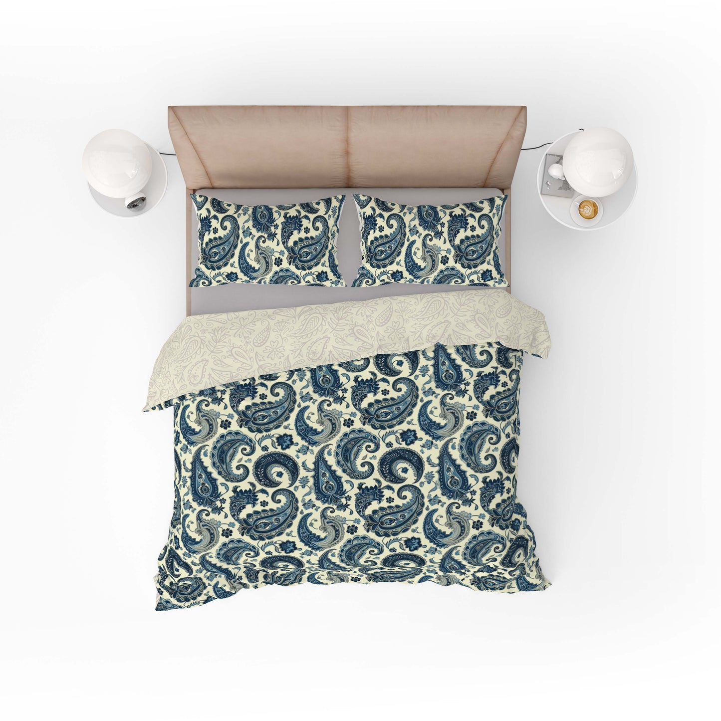 Vintage Turquoise Floral Paisley Cotton Reversible Quilt Cover Set - Adore India