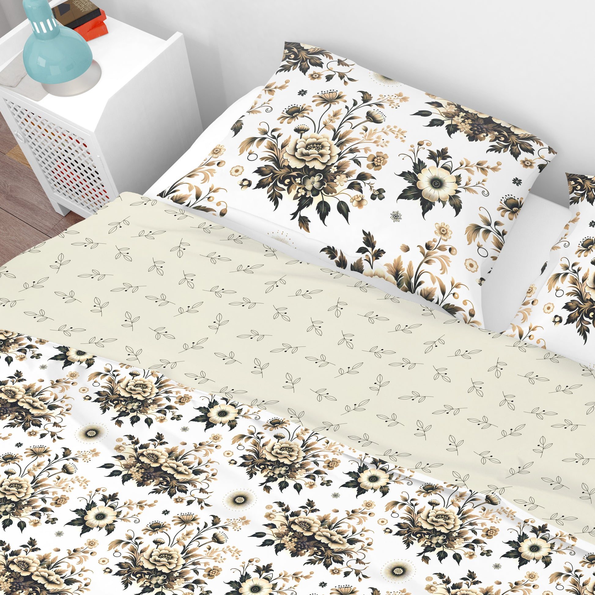 Bohemian Vintage Retro Floral Cotton Reversible Quilt Cover Set - Adore India