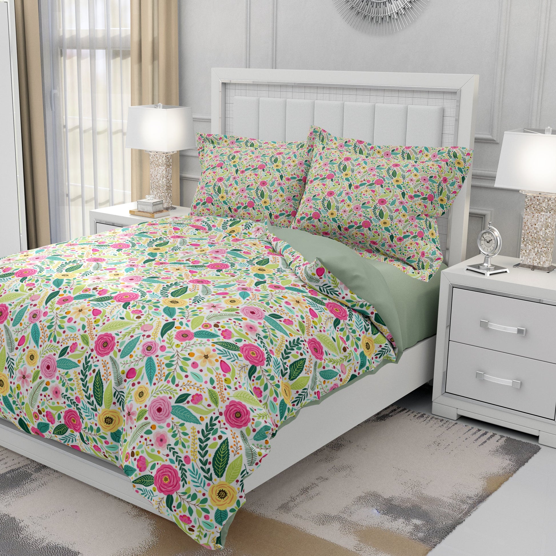 Bohemian Floral Bliss Quilt Cover Set- King Size - Adore India