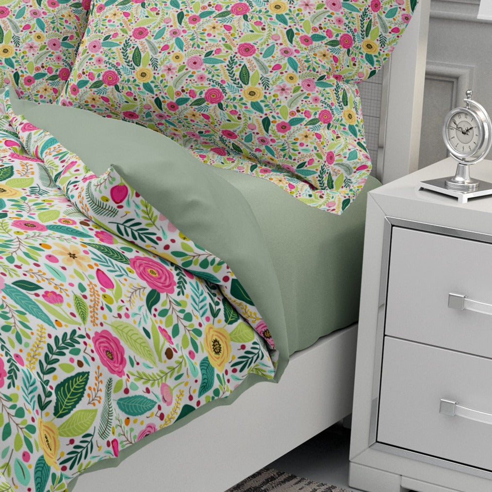 Bohemian Floral Bliss Quilt Cover Set- King Size - Adore India