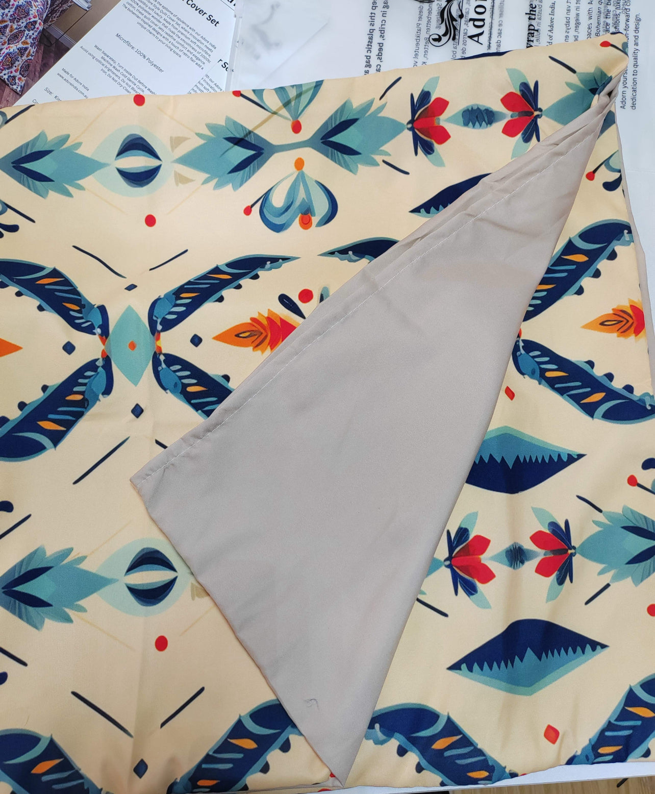 Vintage Aztec Ikat Floral Reversible Quilt Cover Set - Adore India