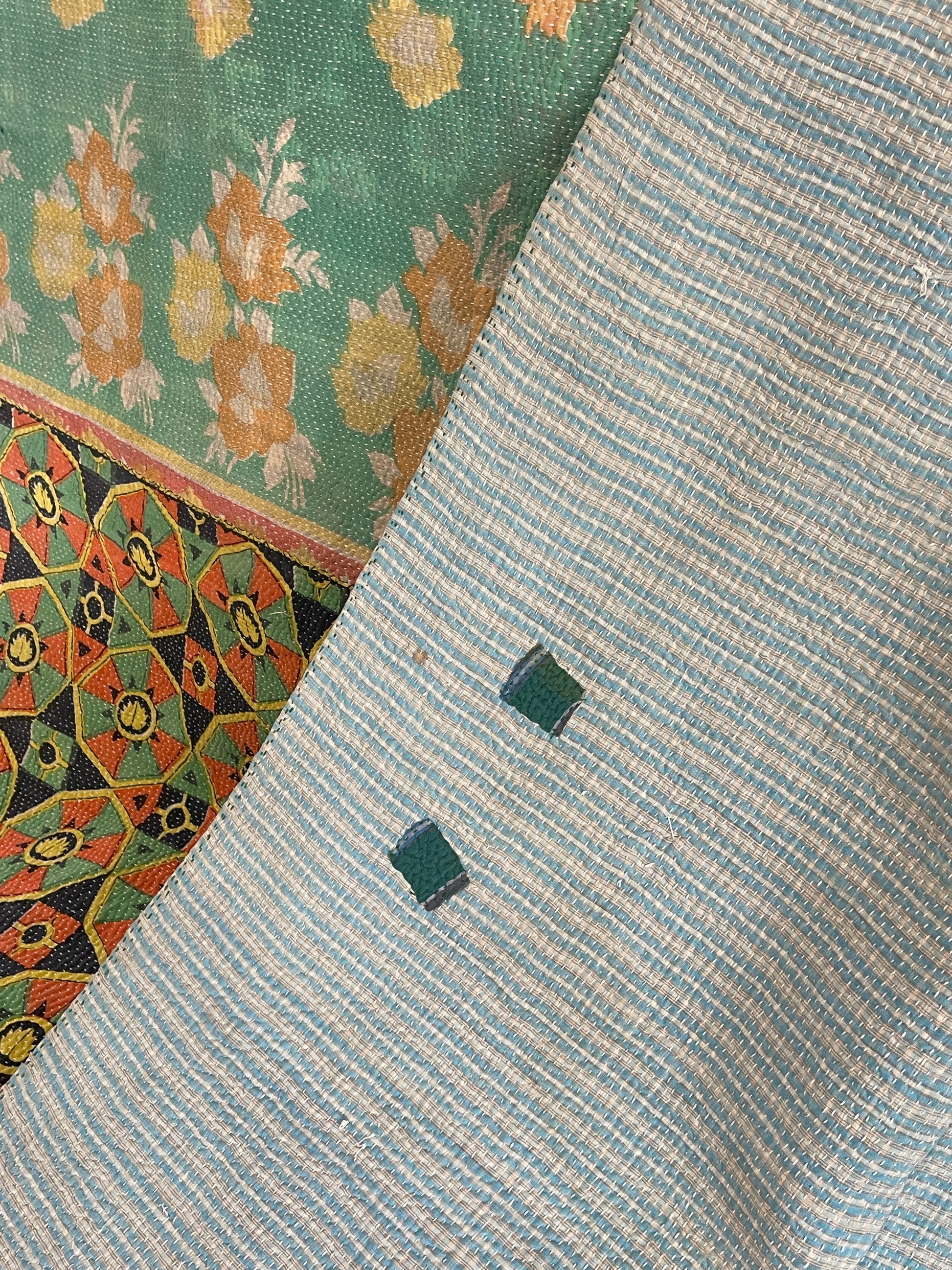 Indian Handmade Cotton Reversible Vintage Kantha Quilt Bedspread Throw  Anamika - Adore India