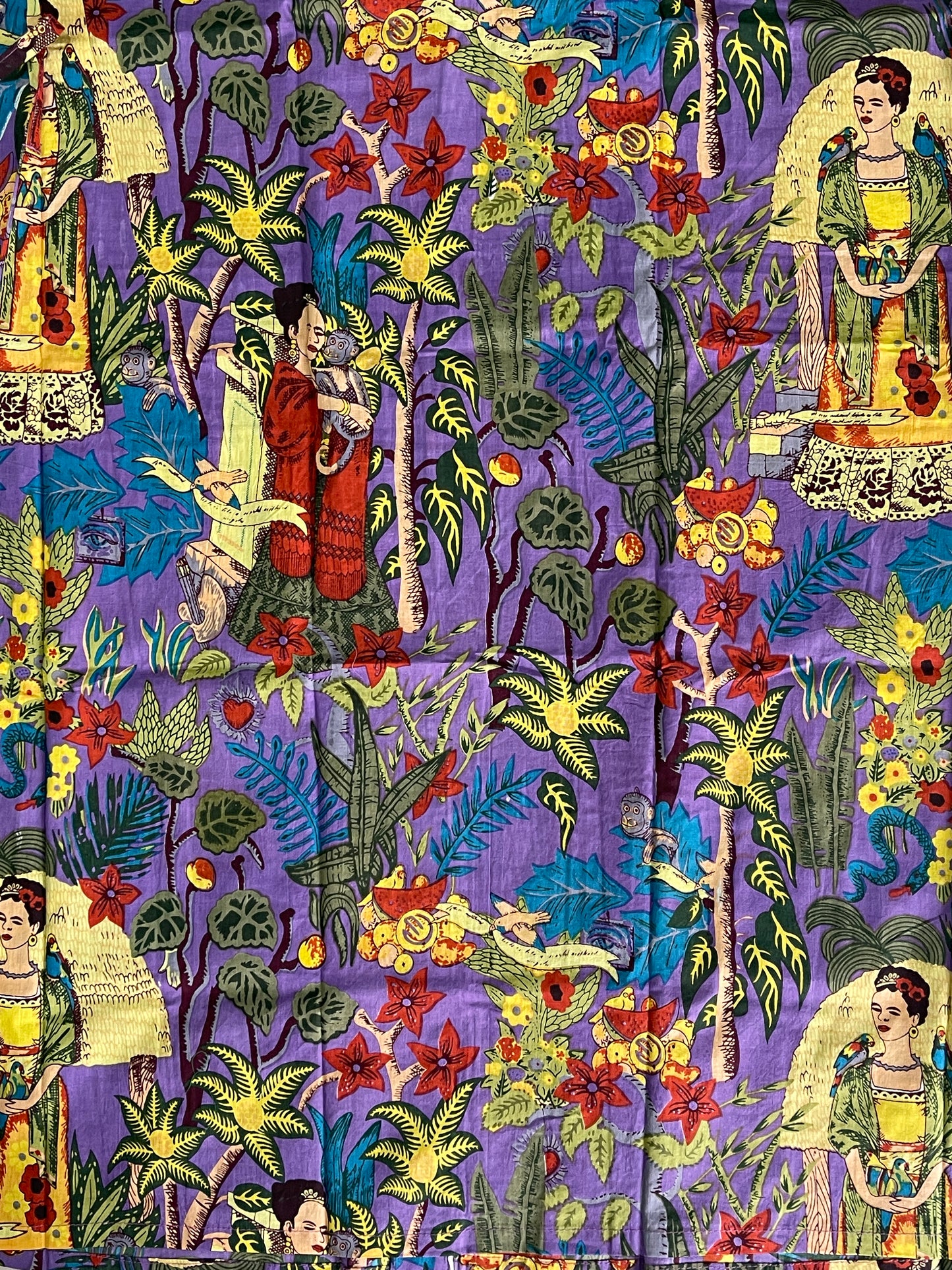 Cotton Printed Purple Kahlo Kimono Kaftan Bathrobe