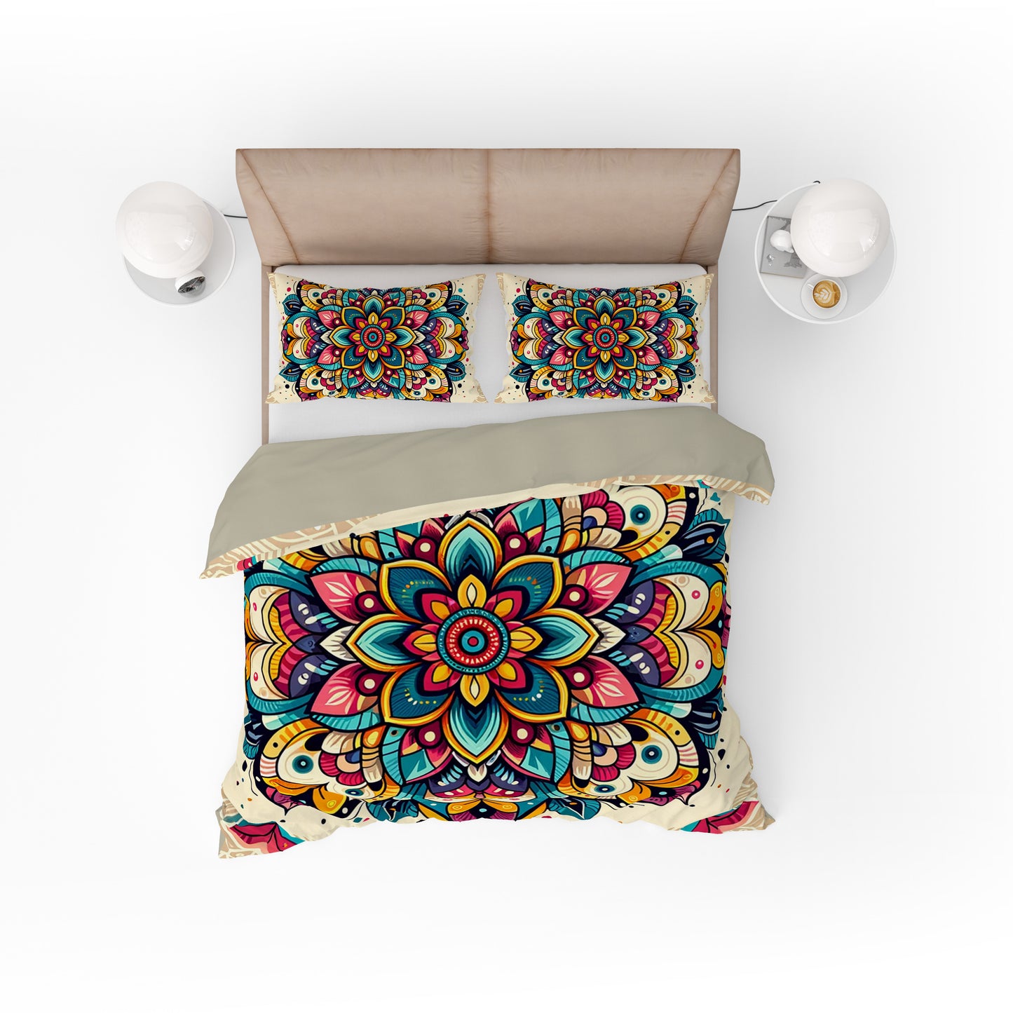 Multi Colour Bohemian Statement Floral Reversible Quilt Cover Duvet Cover Set - Adore India
