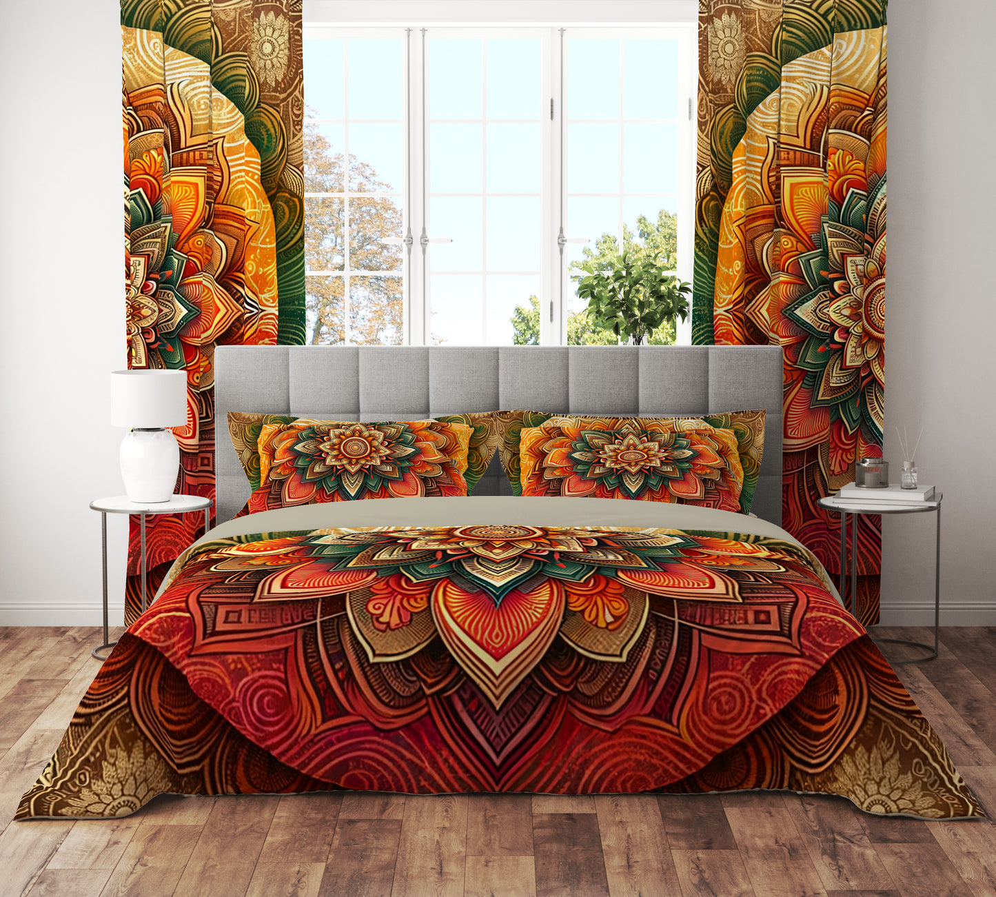 Sunset Ombre Lotus Reversible Quilt Cover Duvet Cover Set - Adore India