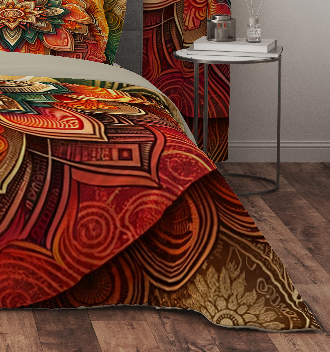 Sunset Ombre Lotus Reversible Quilt Cover Duvet Cover Set - Adore India