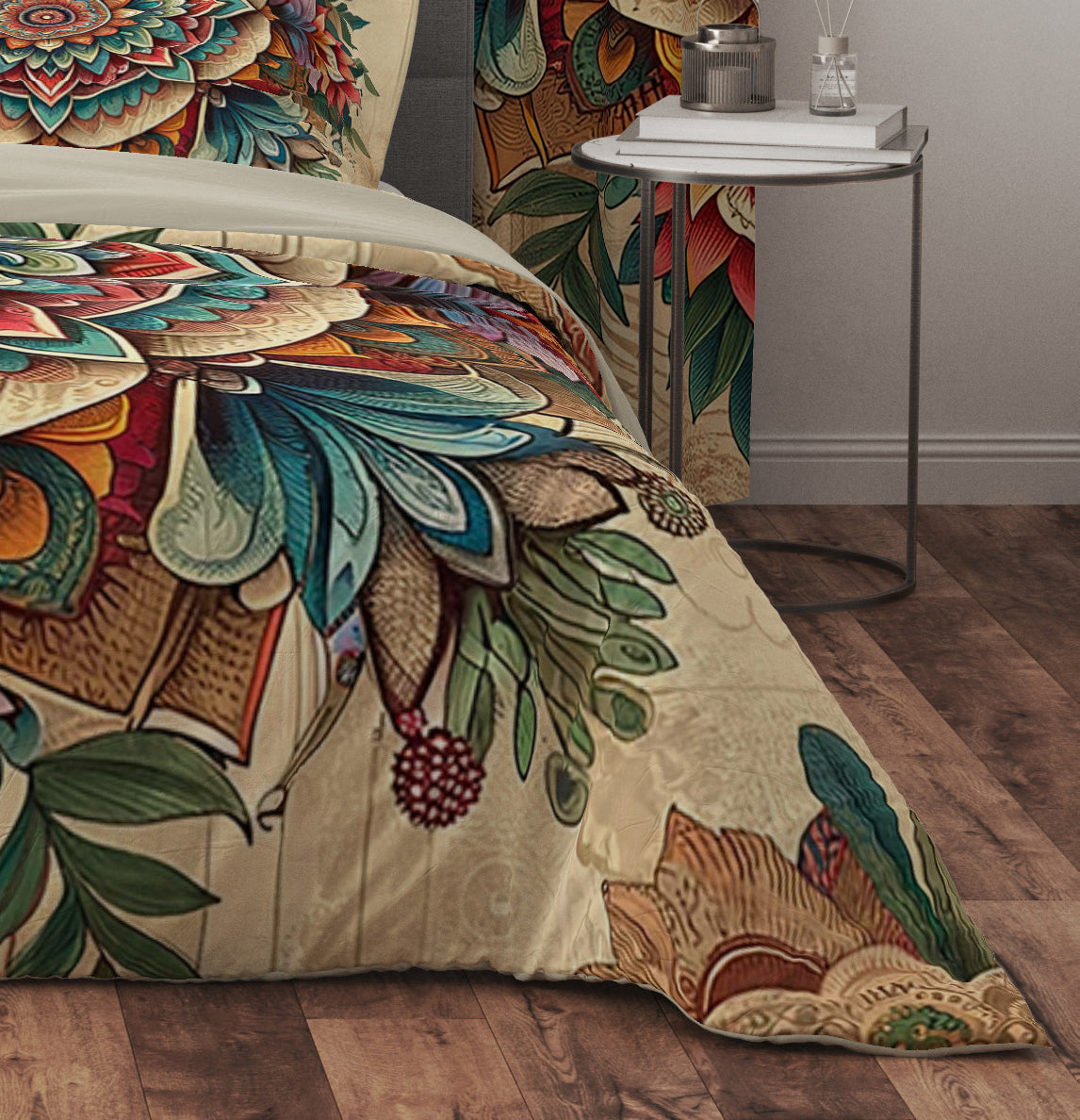 Bohemian Vintage Floral Mandala Reversible Quilt Cover Duvet Cover Set - Adore India